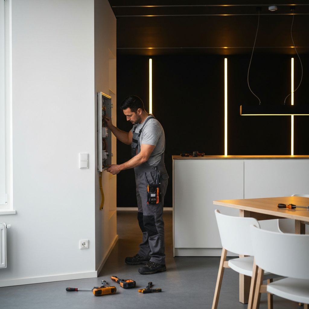 Elektriker arbetar med elinstallation i Malmö